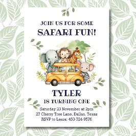 Invitación Safari animal de la jungla dulce primer Fiesta de 