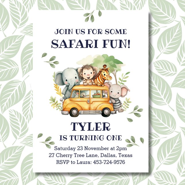 Invitación Safari animal de la jungla dulce primer Fiesta de  (Subido por el creador)