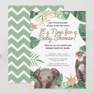 Invitación Safari Animal/ Elefante, Monkey Jungle Baby Shower