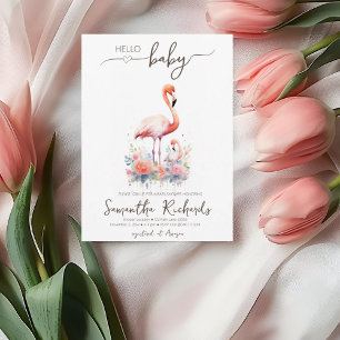 Invitación Safari Animal Flamingo Floral Mom Baby Shower