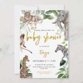 Invitación Safari Animal Jungle Género Neutral Baby Shower