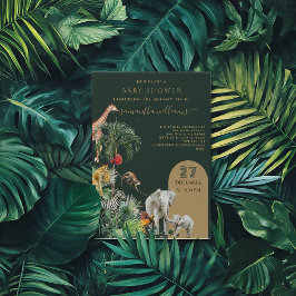 Invitación Safari Animal Jungle Greenery Tropical Baby Shower