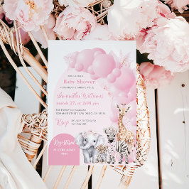 Invitación Safari Animal Rubor Pink Boho Baby Shower