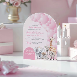 Invitación Safari Animal Rubor Pink Boho Baby Shower