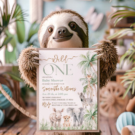 Invitación Safari Animal Wild One Baby Shower