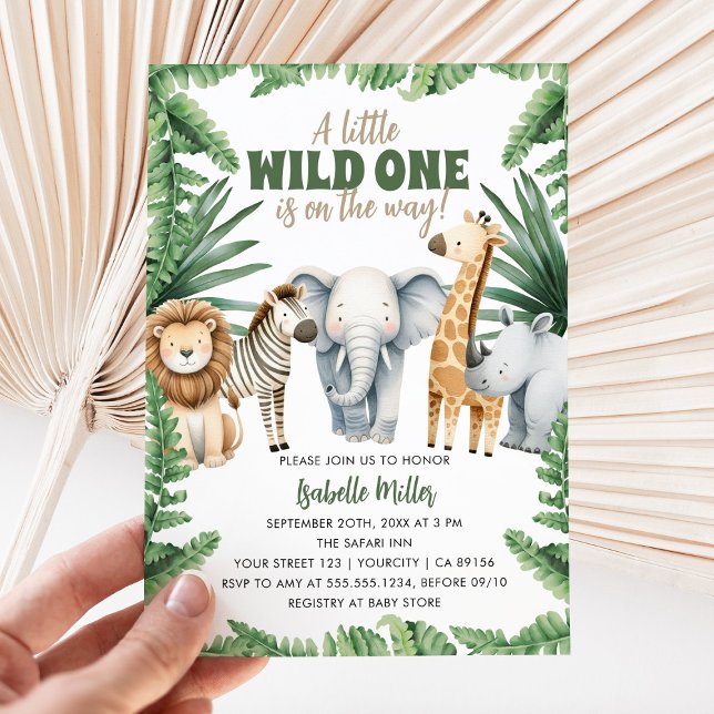 Invitación Safari Animal Wild One Gender Neutral Baby Shower (Subido por el creador)