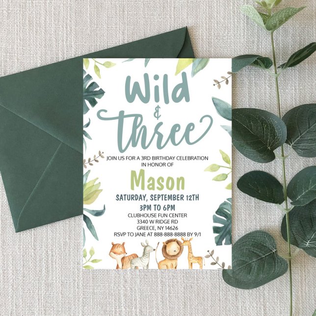 Invitación Safari Animal Wild y Tres Fiestas de Cumpleaños (Subido por el creador)