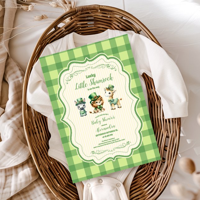 Invitación Safari Animales Lucky Little Shamrock Baby Shower (Subido por el creador)