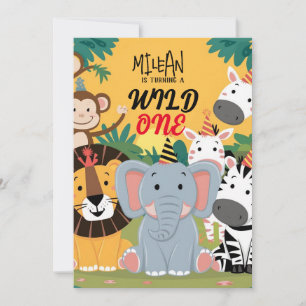 Invitación Safari Animales Salvajes Fiesta de cumpleaños de u