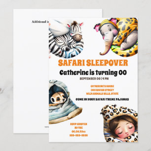 Invitación Safari animales salvajes sonámbulos fiesta de paja
