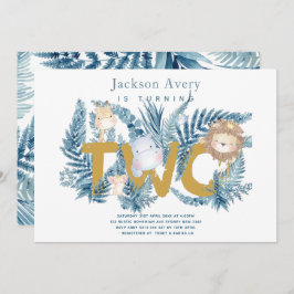 Invitación Safari Animales Tropical Segundo Cumpleaños