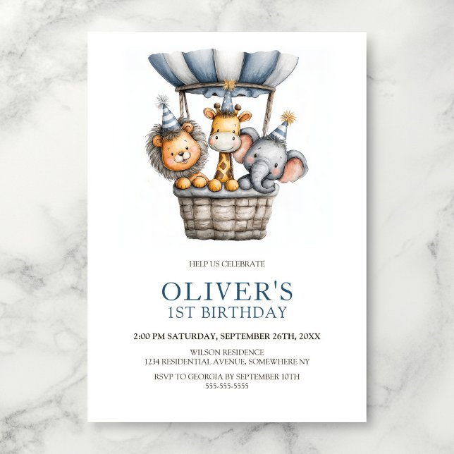 Invitación Safari Animals 1st Birthday Party Invitation (Subido por el creador)