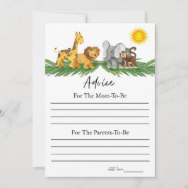 Invitación Safari Animals Advice for Baby Shower Game Card