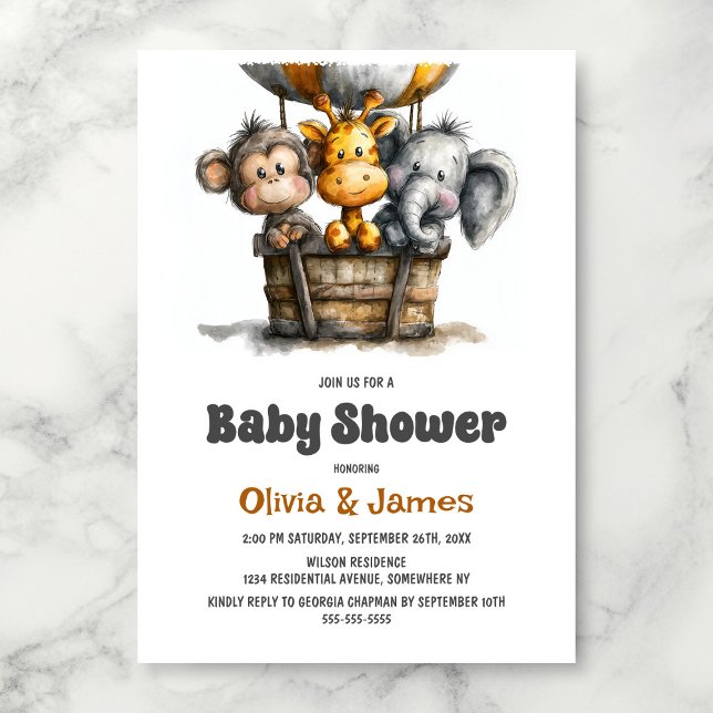 Invitación Safari Animals Baby Shower (Subido por el creador)