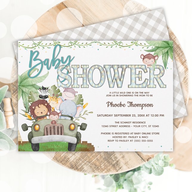 Invitación Safari Animals Baby Shower (Safari Animals Baby Shower Invitation)