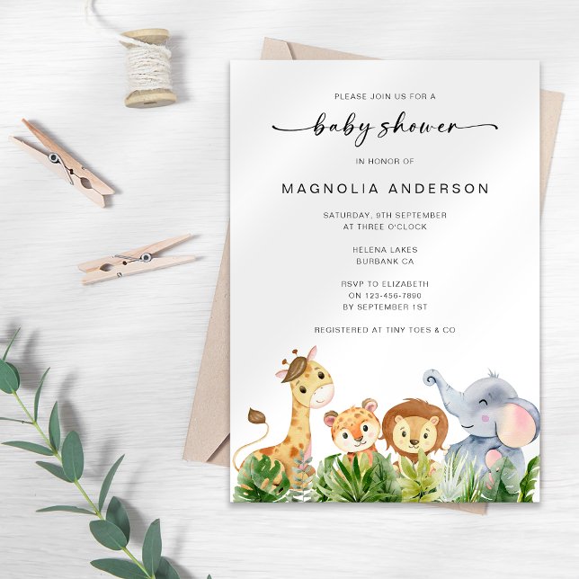 Invitación Safari Animals Baby Shower (Subido por el creador)