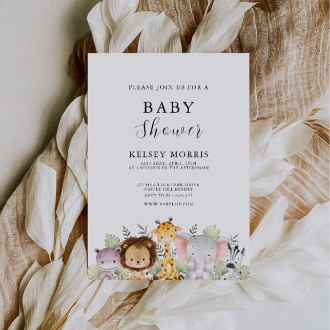 Invitación Safari Animals Baby Shower (Safari Animals Baby Shower Invitation)