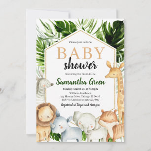 Invitación Safari Animals Baby Shower