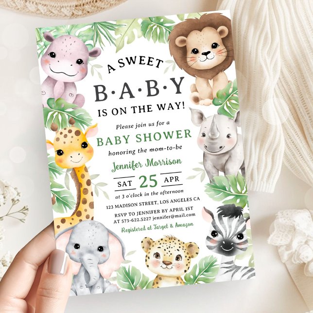 Invitación Safari Animals Baby Shower Gender Neutral Jungle (Subido por el creador)