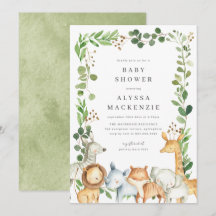 Safari Animals Baby Shower Invitation