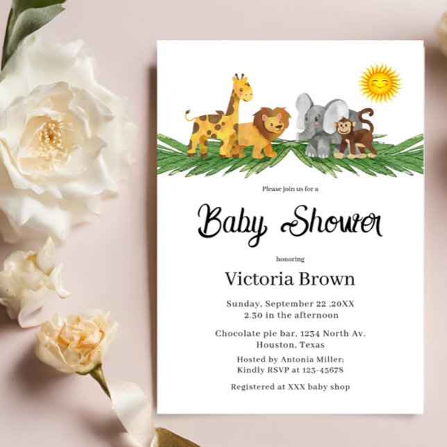 Invitación Safari Animals Baby Shower Invitation (Subido por el creador)