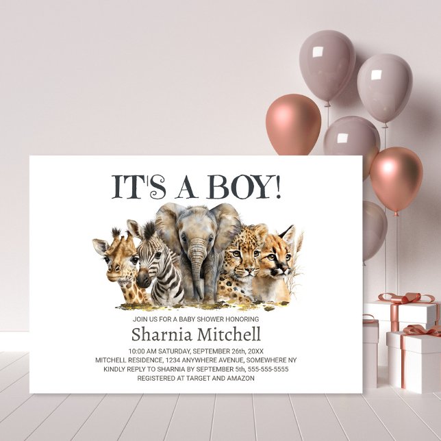 Invitación Safari Animals Boy Baby Shower (Subido por el creador)