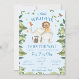 Invitación Safari Animals Boy Baby Shower Wild One Invitation