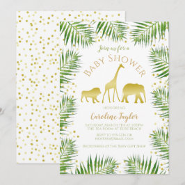 Invitación Safari Animals Gold Baby Shower