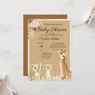 Invitación Safari Animals Jungle Baby Shower