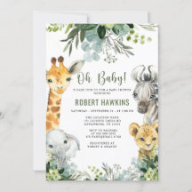Safari Animals Oh Baby Greenery Jungle Baby Shower