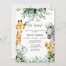 Safari Animals Oh Baby Greenery Jungle Baby Shower