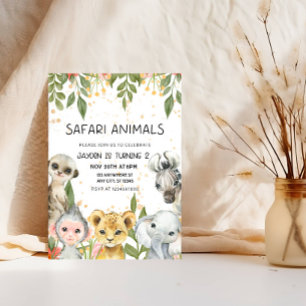 Invitación "Safari Animals segundo niño de cumpleaños