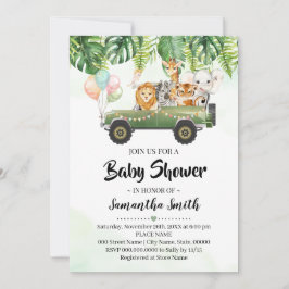 Invitación Safari Animals Tropical Jungle Zoo Baby Shower