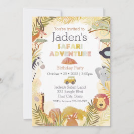 Invitación Safari Animals Watercolor Fiesta de cumpleaños