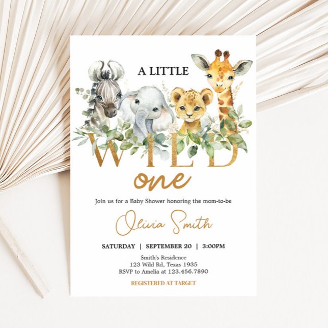 Invitación Safari Animals Wild One Baby Shower (Safari Animals Little Wild One Baby Shower Invitation)