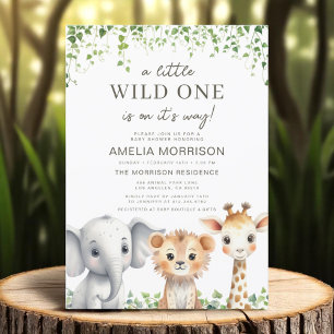 Invitación Safari Animals Wild One Boys Baby Shower