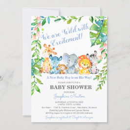 Invitación Safari Animals Wilgle Boy Baby Shower