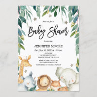 Safari Animals Y Foliage Baby Shower