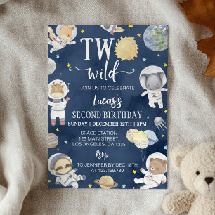 Invitación Safari astronauta en el espacio exterior dos cumpl