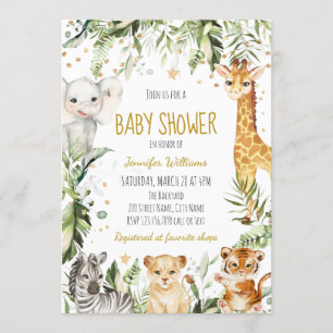 Invitación Safari Baby Animals Baby Shower