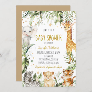 Invitación Safari Baby Animals Baby Shower