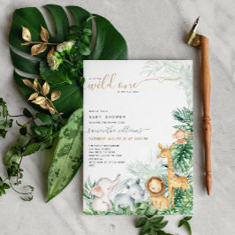 Invitación Safari Baby Animals Greenery Baby Shower