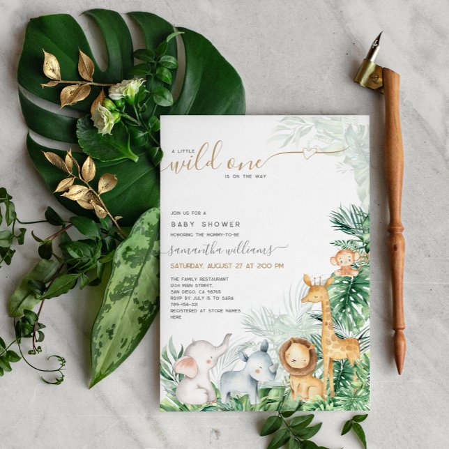 Invitación Safari Baby Animals Greenery Baby Shower (Subido por el creador)