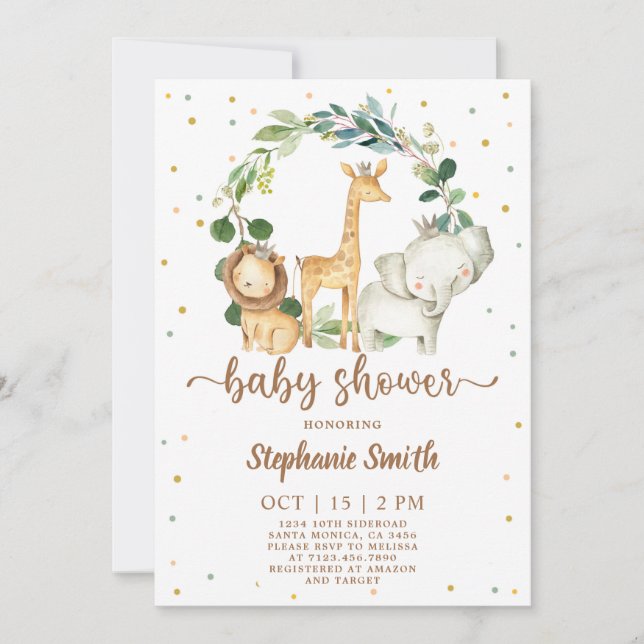Invitación Safari Baby Shower (Anverso)