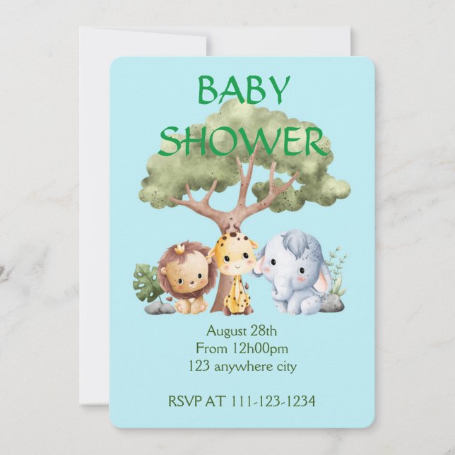 INVITACIÓN SAFARI BABY SHOWER (Anverso)