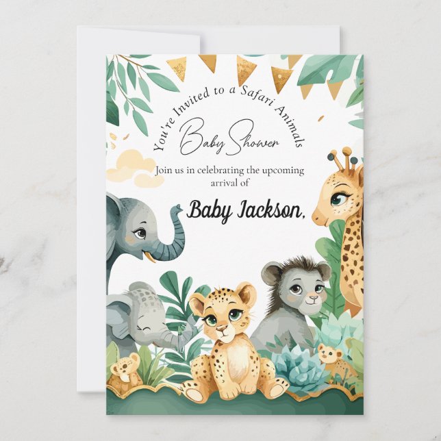 Invitación Safari Baby Shower (Anverso)