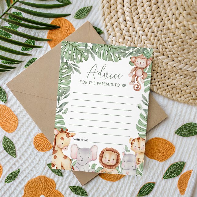 Invitación Safari Baby Shower Advice Card (Subido por el creador)