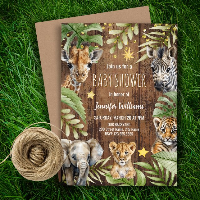 Invitación Safari Baby Shower Baby Animals (Subido por el creador)