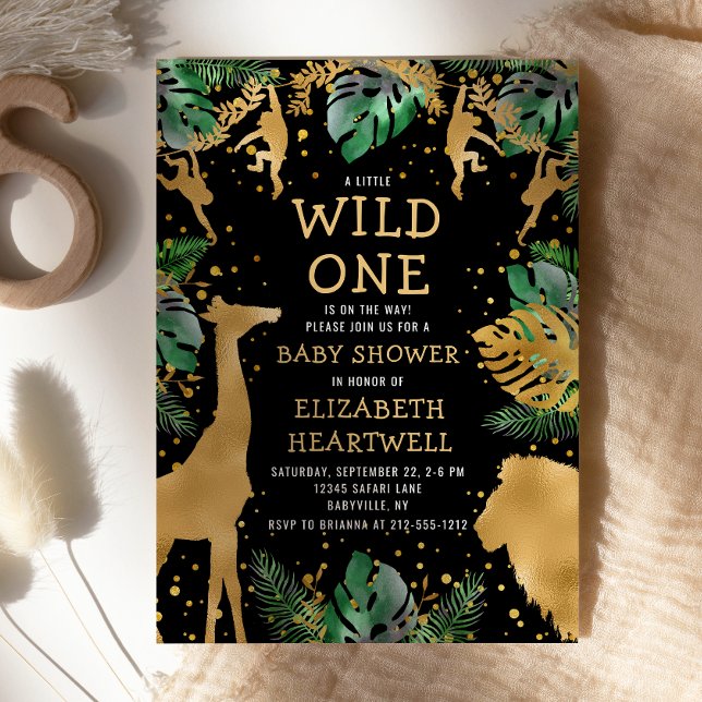 Invitación Safari Baby Shower Black Gold (Subido por el creador)