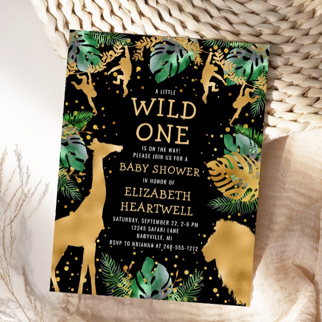 Invitación Safari Baby Shower Black Gold (Subido por el creador)
